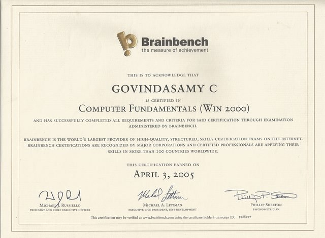 Brainbench — Computer Fundamentals