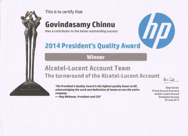 HP President's Quality Award — Winner